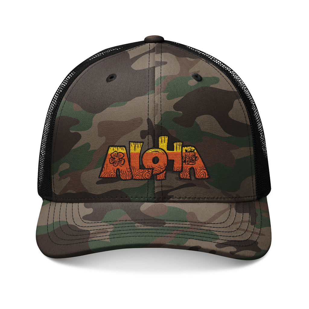 Camouflage Embroidered Aloha Trucker Hat 🧢🌺🌴