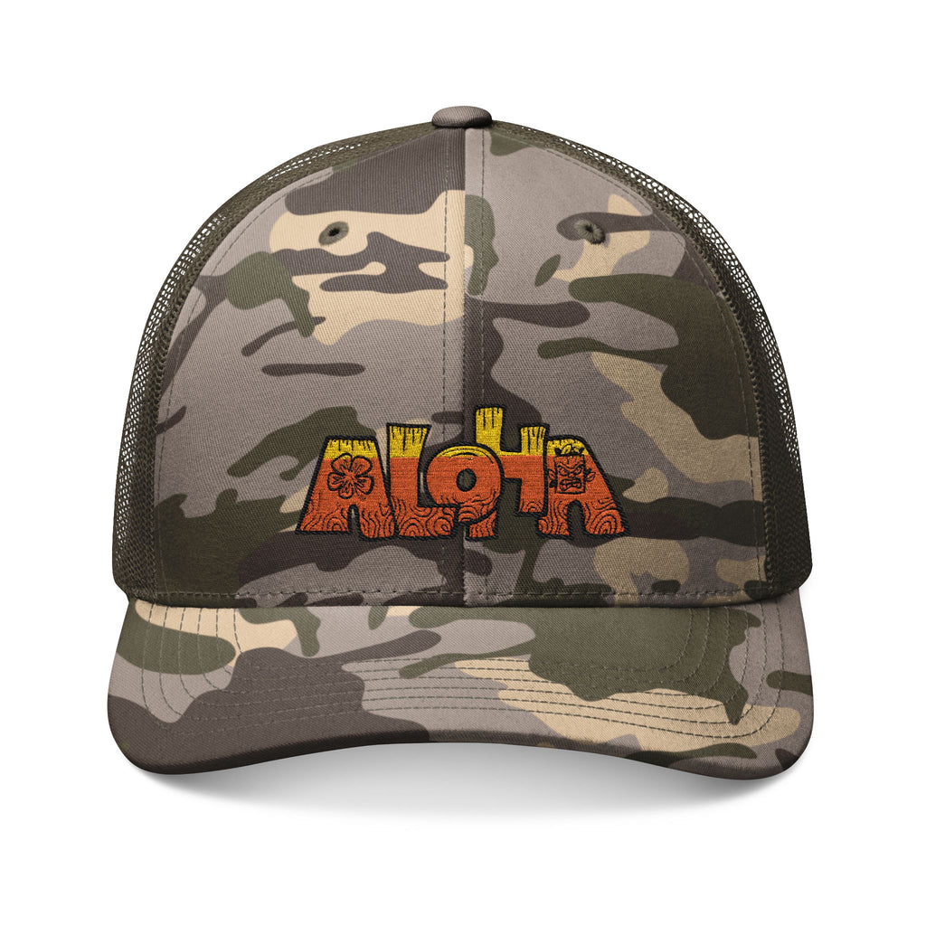 Camouflage Embroidered Aloha Trucker Hat 🧢🌺🌴