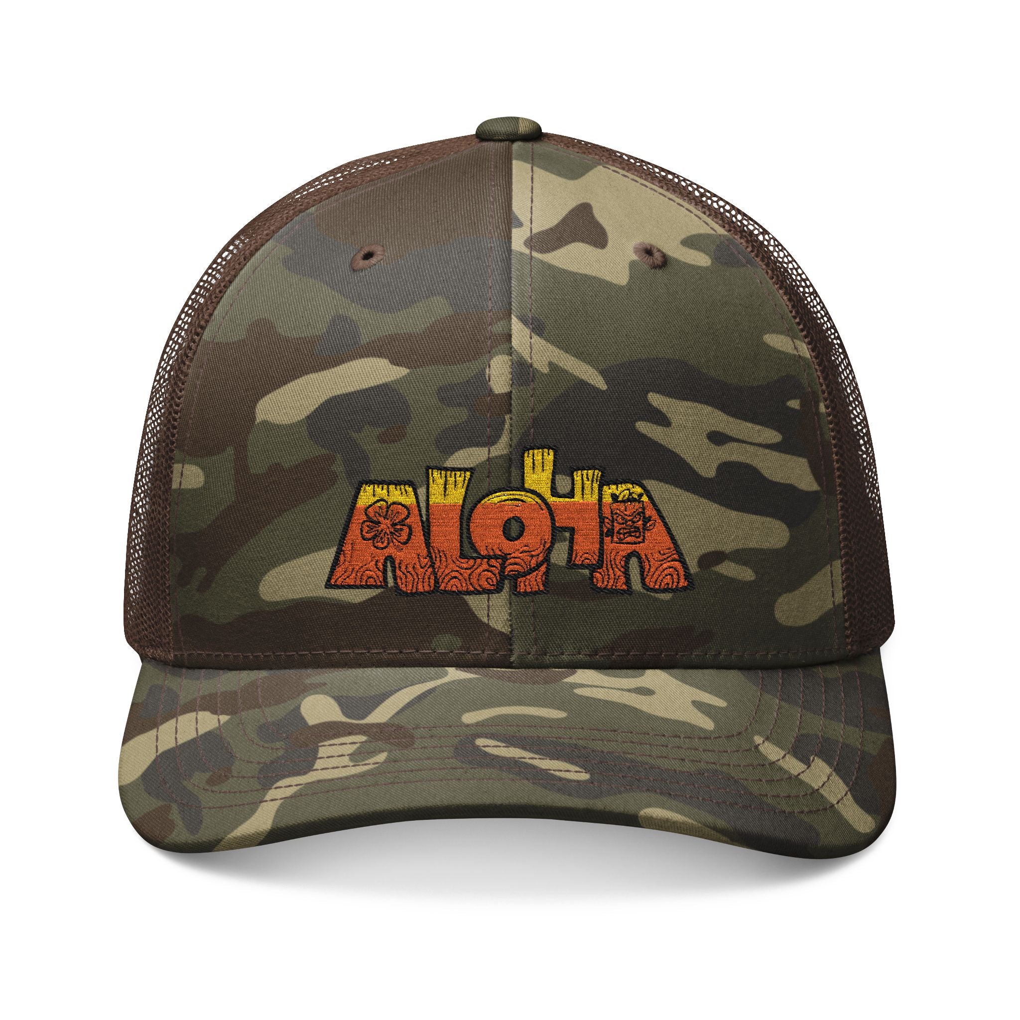 Camouflage Embroidered Aloha Trucker Hat 🧢🌺🌴